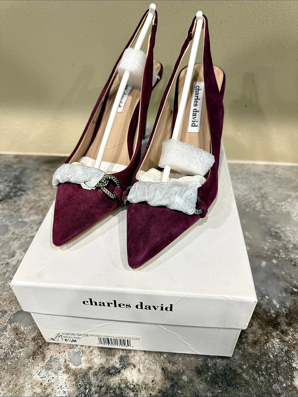 Charles David Meeling Pointed Toe Heels in Purple & White